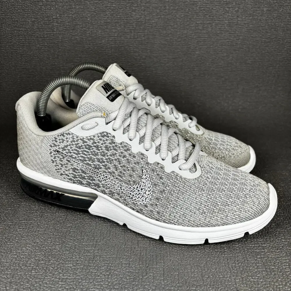 🔴 Nike Air Max Sequent 2 Women`s Size 8.5 Silver White Running Shoes 852465-001